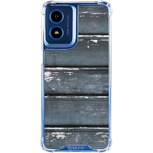 Chipped Blue Wood Moto G 5G (2024) Clear Case